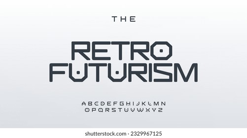 Sleek minimalistic font inspired by sci-fi aesthetics. Perfect for modern logos and contemporary designs. Embrace the future with this cosmic typographic solution. svg