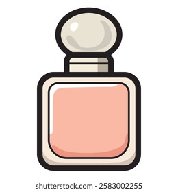 A sleek and minimalistic vector drawing of a cosmetic bottle flat icon.