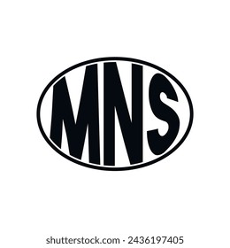 Schlankes MNS Monogram Oval Logo in Schwarz-Weiß Vektor-Illustrationsvorlage