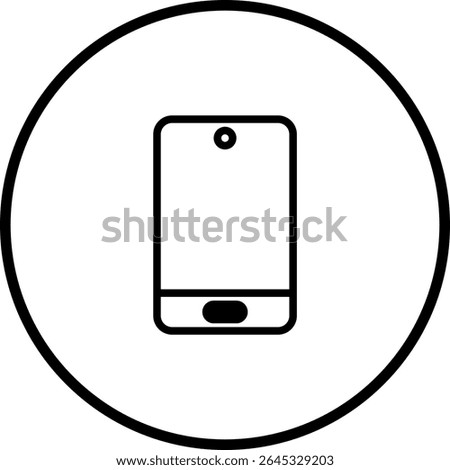 Sleek Mobile Device Icon Encapsulated in a Circle for Modern Communication