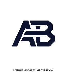 A sleek and modern AB monogram logo in dark blue on a white background.