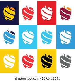 A sleek and modern abstract apple vector featuring bold shapes and vibrant color combinations. This minimalist fruit design blends simplicity with creativity, making it perfect for tech lovers.