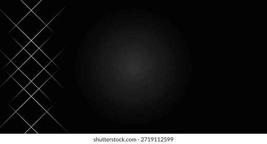 Um plano de fundo abstrato moderno e elegante com um padrão de linhas diagonais interseccionais à esquerda, contrastando com um gradiente suave e escuro à direita, criando uma sensação de profundidade e sofisticação.