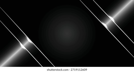 Un fondo negro abstracto elegante y moderno con dos Conjuntos de líneas diagonales brillantes que crean un efecto visual dinámico y futurista.