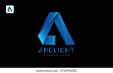 Um logotipo abstrato elegante e moderno com um design de letterform geométrico com uma aparência 3D. O logotipo é trabalhado com gradientes suaves em tons azuis vibrantes, criando uma sensação de profundidade, luz e movimento. Situado contra um fundo escuro, o design oferece um forte contraste e uma sensação futurista e de alta tecnologia. Seu estilo minimalista e profissional o torna adequado para empresas de tecnologia, agências digitais, startups, marcas de software, projetos de jogos e negócios criativos. Ideal para marcas, identidade corporativa, ícones de aplicativos, sites, apresentações e materiais de marketing.
