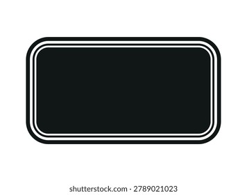 A sleek and modern black rectangular tray featuring a clean white border. The design is simple and minimalistic, perfect for use in graphic design, branding, or product packaging. The tray has a polished look, ideal for presentations, food service, or decorative purposes. The contrast between the black center and white border adds a contemporary touch, making it versatile for various applications.