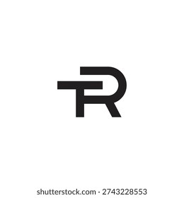 A sleek, modern black and white logo design featuring the stylized letters T and R combined into a single, cohesive monogram. The minimalist graphic represents a strong brand identity.