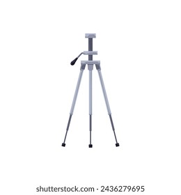 A sleek, modern camera tripod with extended legs and an adjustable head. Vector illustration ideal for photography-related content