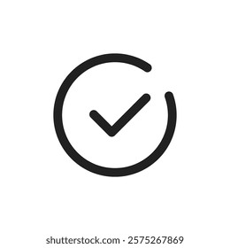 A sleek and modern checkmark icon representing concepts such as approval, confirmation, and the successful completion of tasks. Perfect for designs that require a symbol of success and validation