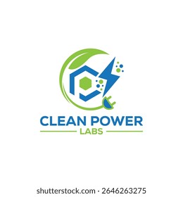 Sleek and modern Clean Power Labs logo design representing innovation, sustainability, and clean energy. Perfect for renewable energy firms, tech labs, and green power solutions.
