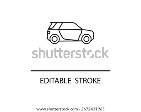  Sleek modern compact car outline for automotive design and transportation concepts, instantly editable.