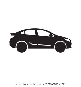 A sleek, modern compact hatchback car depicted in a solid black silhouette against a plain white background. The design highlights the car’s aerodynamic shape, rounded edges, and distinct wheel arches.