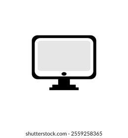 A sleek and modern computer icon in black, featuring a monitor and keyboard design. Perfect for technology-related projects, websites, and digital applications.