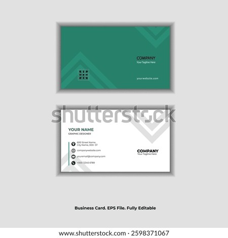 A sleek and modern corporate business card template with a clean design, created in vector format. Ideal for stationery branding.