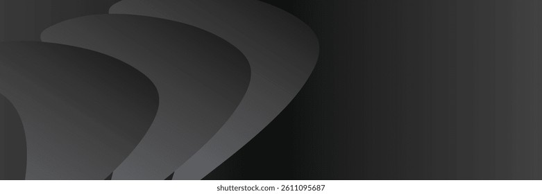 A sleek and modern dark gradient abstract background with layered curved shapes, creating a minimalist and futuristic aesthetic ideal for tech or design visuals.