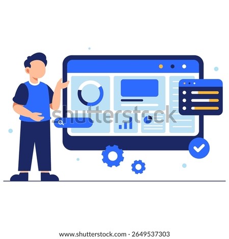 A sleek and modern dashboard illustration featuring charts and graphs, emphasizing analytics and user engagement.