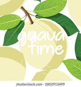 A sleek, modern design featuring a vibrant guava with bold, artistic typography