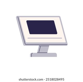 A sleek, modern desktop computer monitor in a minimalist flat design with a clean and simple aesthetic. Ideal for technology, digital workspace, online learning, virtual meetings, and tech