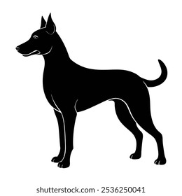 Un Vector para perros elegante y moderno que muestra líneas limpias y detalles juguetones. Ideal para logotipos, diseños con temática de mascotas o marca, capturando la energía y la lealtad de un querido canino.