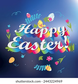 A sleek, modern Easter Greetings template design, monochromatic color scheme for any use.