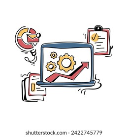 Sleek and Modern Flat Illustration for Web and Advertising, Enhance Your Marketing Strategy with Framework Marketing Artwork