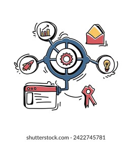 Sleek and Modern Flat Illustration for Web and Advertising, Enhance Your Marketing Strategy with Framework Marketing Artwork