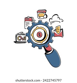 Ilustración plana brillante y moderna para la Web y la publicidad, mejore su estrategia de marketing con el trabajo artístico de marketing de Framework