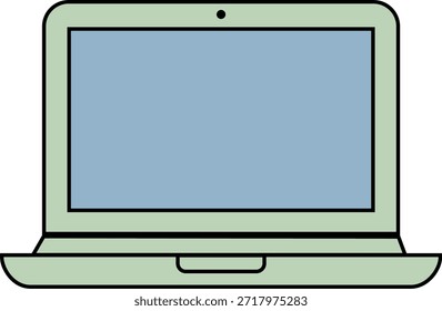 Icono de Vector plano elegante y moderno de una computadora portátil. Perfecto para representar el trabajo remoto, los estilos de vida nómadas digitales, la educación en línea, el desarrollo de software, el comercio electrónico y los conceptos generales de tecnología en el diseño de Web y App.
