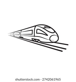 A sleek modern high speed train speeding along the railway tracks