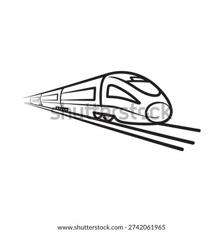 A sleek modern high speed train speeding along the railway tracks