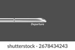 A sleek, modern high-speed train, symbolizing departure and the efficiency of rail travel. The train