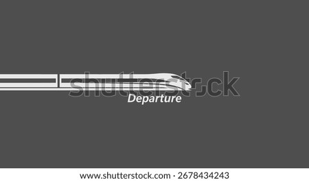 A sleek, modern high-speed train, symbolizing departure and the efficiency of rail travel. The train's aerodynamic design suggests speed and innovation in transportation.