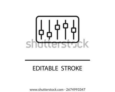 Sleek modern icon representing control panel sliders for audio mixing and sound adjustment.