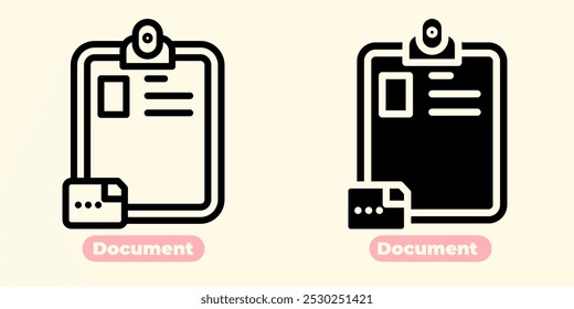 Um ícone moderno e elegante que representa um documento. O design apresenta linhas limpas e um canto dobrado sutil no canto superior direito, dando uma aparência simples, mas profissional.