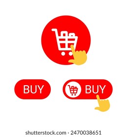 sleek and modern icon set featuring a 'buy' button and shopping cart icon, perfect for enhancing e-commerce content and user experience.