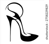 A sleek and modern illustration of a high heel shoe with a stiletto heel and pointed toe
