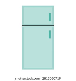 A sleek and modern light blue refrigerator appliance isolated on a clean white background. This minimalist kitchen equipment design is perfect for interior decor.