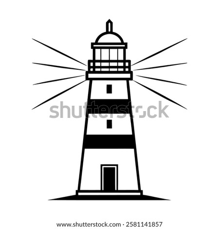sleek modern lighthouse icon DESIGN. geometric navy blue lighthouse vector. professional lighthouse branding symbol.