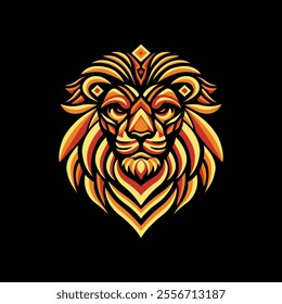 A Sleek And Modern Lion Head Logo, Stylized With Bold Lines And Sharp Edges, Combining Strength And Elegance. The Lion's Majestic Mane Is Crafted With Clean, Geometric Patterns, Emphasizing Power.