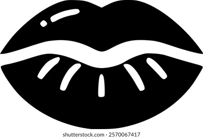 A sleek and modern lips logo design featuring a monochrome black color scheme on a white background.