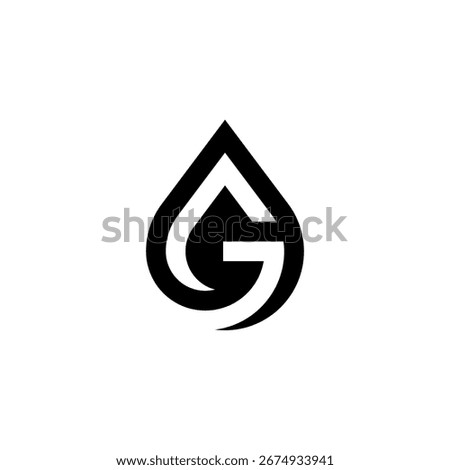A sleek and modern logo combining the letter G with a water drop. The design features clean lines and a futuristic, elegant style, making it ideal for brands focused on innovation and purity.