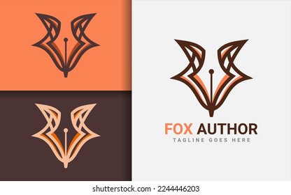 A sleek and modern logo concept featuring a fox and a pen, symbolizing intelligence and creativity