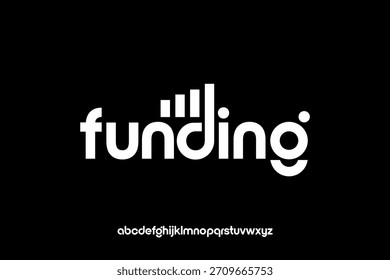 Un diseño de logotipo elegante y moderno que presenta la palabra "financiación" en una fuente única, incorporando Elementos de gráficos de barras para representar el crecimiento y la inversión.
