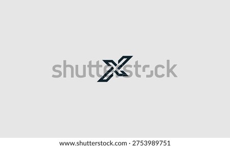 A sleek, modern logo design utilizing a stylized dark blue 'x' shape with intersecting lines.