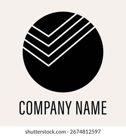 Un logotipo elegante y moderno con una forma circular con líneas estilizadas en capas que crean una sensación de movimiento y profundidad con énfasis en la profesionalidad y la creatividad
