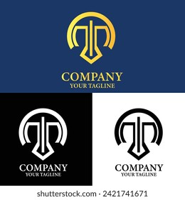 A sleek and modern logo featuring a prominent letter T on a stylish blue, black, and white background.