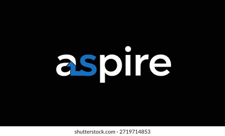 Un logotipo elegante y moderno con la palabra "aspirar" en tipografía blanca y azul sobre un fondo negro. La letra 'a' incorpora sutilmente