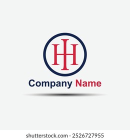 Um logotipo moderno e elegante com a letra "H" em uma moldura circular. Design minimalista e cores arrojadas dão uma aparência profissional e versátil, perfeito para empresas em tecnologia, saúde, finanças e educação.
