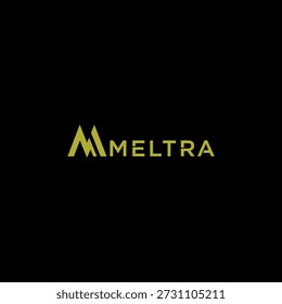 A sleek and modern Meltra logo featuring a stylized golden letter M against a minimalist black background, representing a premium brand identity.