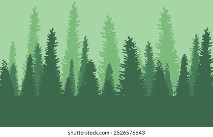 Um design minimalista elegante e moderno com uma silhueta verde floresta. Esta arte captura a essência da natureza com suas linhas limpas e formas simples, utilizando vários tons de verde para criar